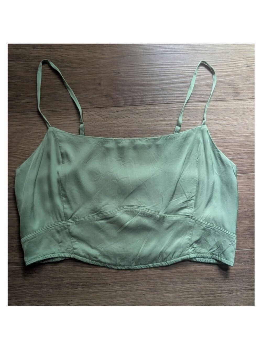 NEW Aerie | Satin Corset Crop Top In Green